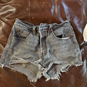 Levi's Frayed Hem Gray Jean Shorts